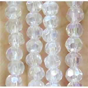 Clear Chinese Crystal Beads, AB color, faceted round, approx 4mm dia, 100pcs per st [GSICC456]