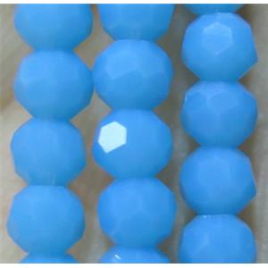 Chinese Crystal Beads, faceted round, blue, approx 4mm dia, 100pcs per st [GSICC467]