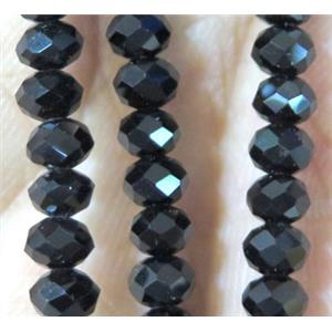 black Chinese crystal glass bead, faceted rondelle, approx 3x4mm, 150 pcs per st [GSICC470-4MM]