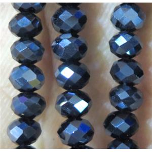 black Chinese crystal bead, faceted rondelle, approx 3x4mm, 150 pcs per st [GSICC480-4MM]