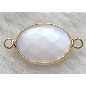 chinese crystal glass connector, faceted oval, approx 15x22mm [GSICC504-15X22MM]