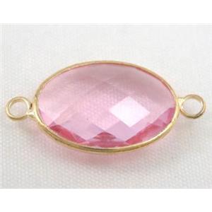chinese crystal glass connector, faceted oval, approx 18x25mm [GSICC507-18X25MM]