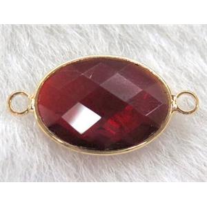 chinese crystal glass connector, faceted oval, approx 18x25mm [GSICC509-18X25MM]