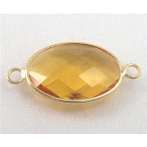 chinese crystal glass connector, faceted oval, approx 18x25mm [GSICC513-18X25MM]