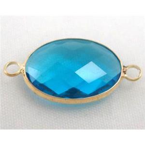 chinese crystal glass connector, faceted oval, approx 13x18mm [GSICC515]