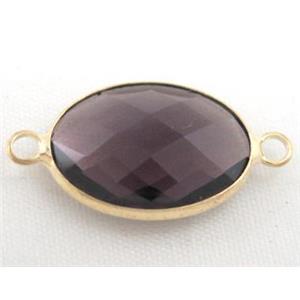 chinese crystal glass connector, faceted oval, approx 13x18mm [GSICC516]