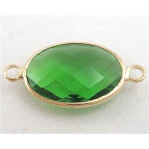 chinese crystal glass connector, faceted oval, approx 18x25mm [GSICC517-18X25MM]