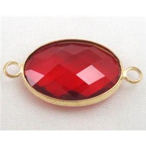 Chinese crystal glass connector, faceted oval, approx 18x25mm [GSICC518-18X25MM]