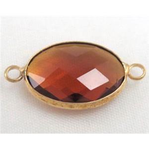 chinese crystal glass connector, faceted oval, approx 18x25mm [GSICC519-18X25MM]