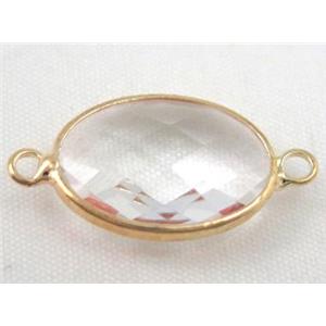 Chinese crystal glass connector, faceted oval, approx 15x22mm [GSICC522-15X22MM]