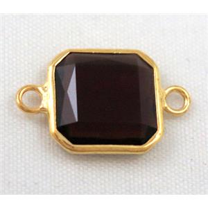 Chinese crystal glass connector, faceted square, black, approx 12x12mm [GSICC534-12MM]
