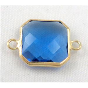 Chinese crystal glass connector, faceted square, approx 16x16mm [GSICC536-16MM]