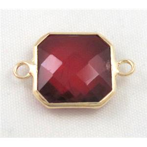 Chinese crystal glass connector, faceted square, approx 16x16mm [GSICC537-16MM]