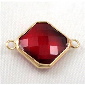 Chinese crystal glass connector, faceted square, approx 12x12mm [GSICC540-12MM]