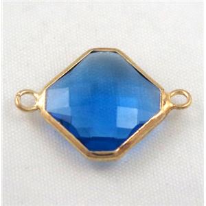 Chinese crystal glass connector, faceted square, approx 12x12mm [GSICC541-12MM]
