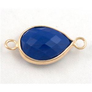 Chinese crystal glass connector, faceted teardrop, approx 13x18mm [GSICC551-13X18MM]