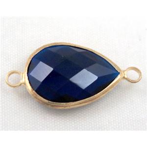 Chinese crystal glass connector, faceted teardrop, approx 13x18mm [GSICC552-13X18MM]