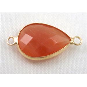 Chinese crystal glass connector, faceted teardrop, approx 10x14mm [GSICC553-10X14MM]