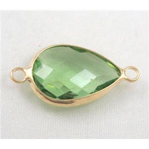 Chinese crystal glass connector, faceted teardrop, approx 13x18mm [GSICC554-13X18MM]