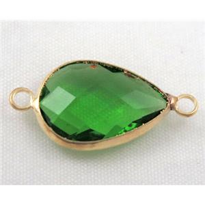 Chinese crystal glass connector, faceted teardrop, approx 13x18mm [GSICC555-13X18MM]