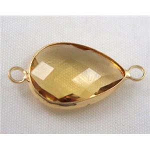 Chinese crystal glass connector, faceted teardrop, approx 13x18mm [GSICC556-13X18MM]