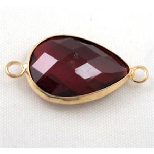 Chinese crystal glass connector, faceted teardrop, approx 10x14mm [GSICC557-10X14MM]