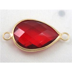 Chinese crystal glass connector, faceted teardrop, approx 10x14mm [GSICC558-10X14MM]