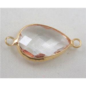 Chinese crystal glass connector, faceted teardrop, approx 13x18mm [GSICC559-13X18MM]