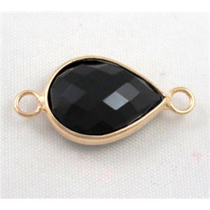 Chinese crystal glass connector, faceted teardrop, approx 13x18mm [GSICC560-13X18MM]