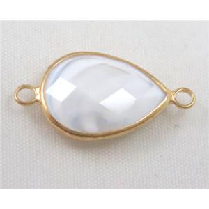 Chinese crystal glass connector, faceted teardrop, approx 13x18mm [GSICC561-13X18MM]