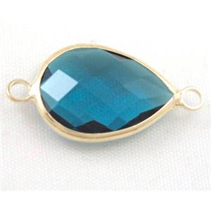 Chinese crystal glass connector, faceted teardrop, approx 13x18mm [GSICC562-13X18MM]