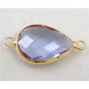 Chinese crystal glass connector, faceted teardrop, approx 13x18mm [GSICC563-13X18MM]
