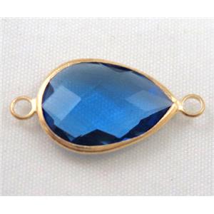 Chinese crystal glass connector, faceted teardrop, approx 13x18mm [GSICC565-13X18MM]