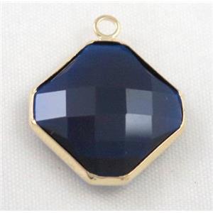 Chinese crystal glass pendant, faceted square, approx 16x16mm [GSICC571-16MM]