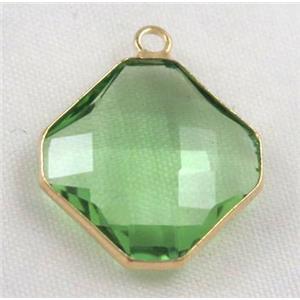 Chinese crystal glass pendant, faceted square, approx 16x16mm [GSICC572-16MM]
