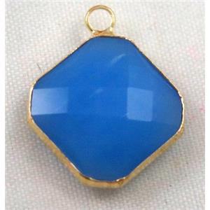 Chinese crystal glass pendant, faceted square, approx 16x16mm [GSICC573-16MM]