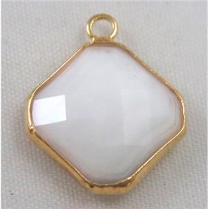 Chinese crystal glass pendant, faceted square, approx 16x16mm [GSICC578-16MM]