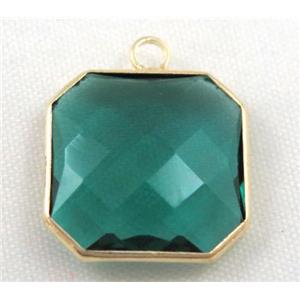 Chinese crystal glass pendant, faceted square, approx 12x12mm [GSICC583-12MM]