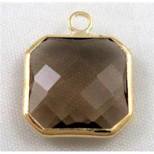 Chinese crystal glass pendant, faceted square, approx 16x16mm [GSICC584-16MM]