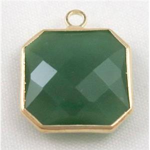 Chinese crystal glass pendant, faceted square, approx 16x16mm [GSICC586-16MM]