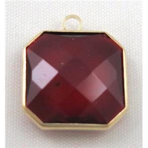 Chinese crystal glass pendant, faceted square, approx 16x16mm [GSICC590-16MM]