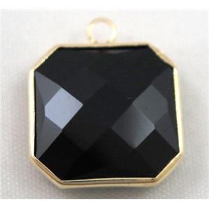 Chinese crystal glass pendant, faceted square, approx 12x12mm [GSICC592-12MM]