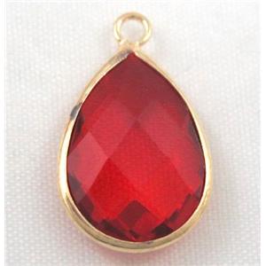 Chinese crystal glass pendant, faceted teardrop, approx 18x25mm [GSICC596-18X25MM]