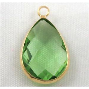 Chinese crystal glass pendant, faceted teardrop, approx 18x25mm [GSICC597-18X25MM]