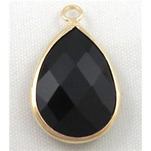 Chinese crystal glass pendant, faceted teardrop, approx 18x25mm [GSICC598-18X25MM]