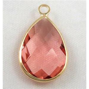 Chinese crystal glass pendant, faceted teardrop, approx 18x25mm [GSICC600-18X25MM]