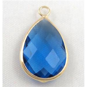 Chinese crystal glass pendant, faceted teardrop, approx 18x25mm [GSICC601-18X25MM]