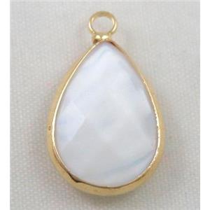 Chinese crystal glass pendant, faceted teardrop, approx 18x25mm [GSICC604-18X25MM]