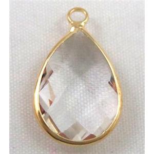 clear Chinese crystal glass pendant, faceted teardrop, approx 18x25mm [GSICC605-18X25MM]