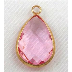 Chinese crystal glass pendant, faceted teardrop, approx 18x25mm [GSICC606-18X25MM]